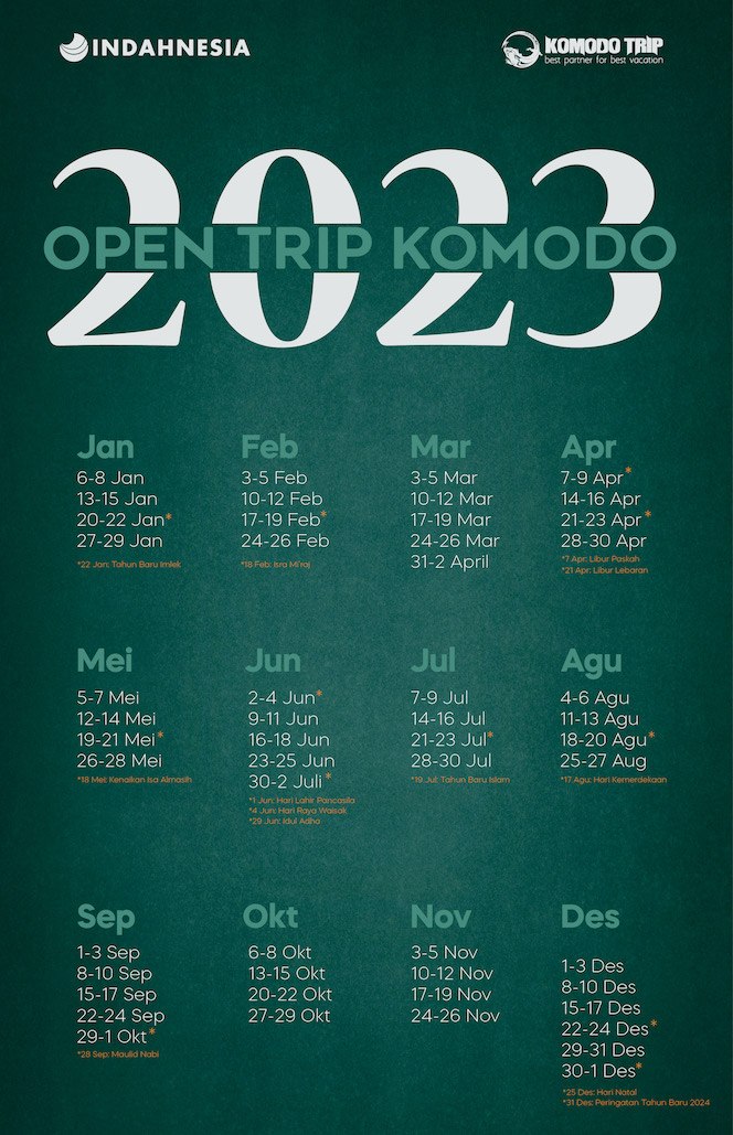 open trip komodo 2023, jadwal open trip komodo, sharing tour komodo schedule